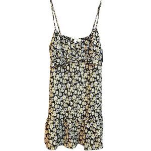 NEW! Row❤️A Women's Sleeveless Mini Dress Black Daisies White Yellow Size XL NWT